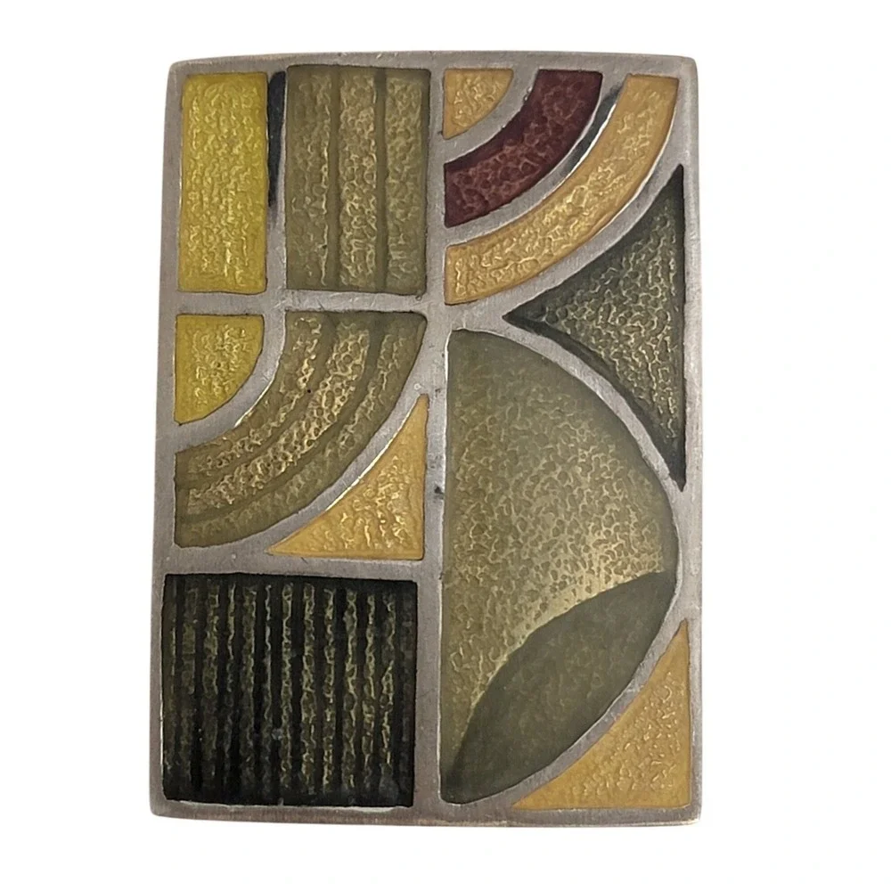 Frank Lloyd Wright MoMA L. McLean Sterling Silver Enamel Pin Pendant Broken pin